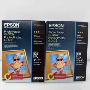2 Pack Epson Inkjet Glossy Photo Paper 4x6" 100 Sheets 102x152m C13S042547 200gs